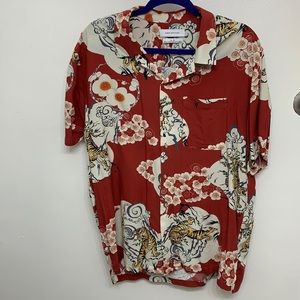Men’s Urban Outfitters Hawaiian Shirt Red Large Viscose